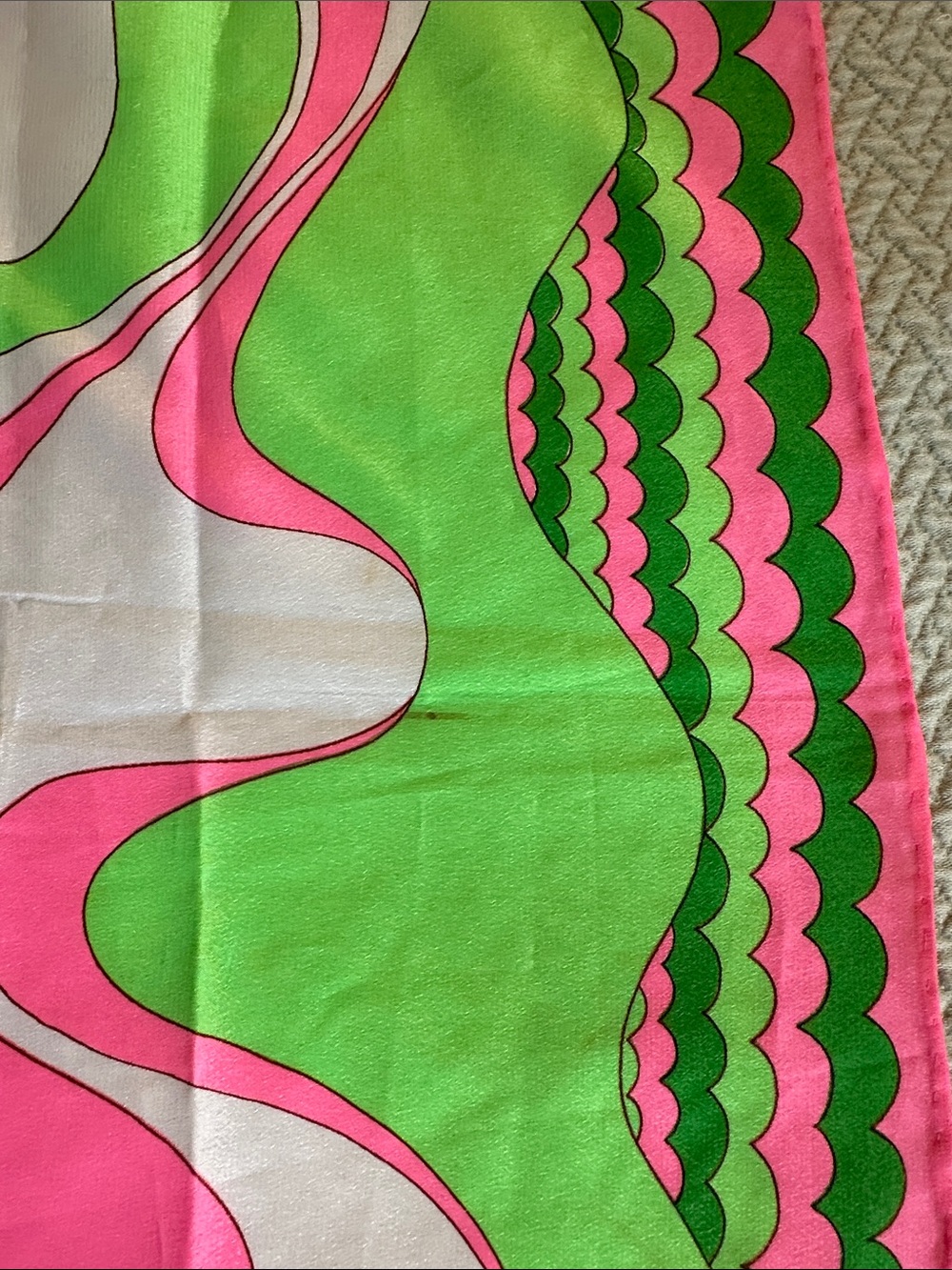 Green and Pink Women's Fashion Scarf - Vibrant Swirl Print - Picture 7 of 16